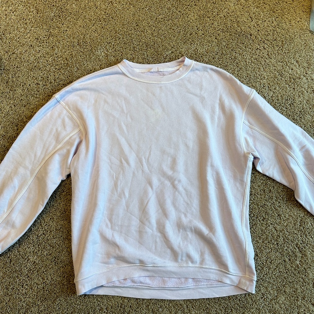 Aerie Oversized Crewneck Sweatshirt Lavender Purple French Terry Pullover XS